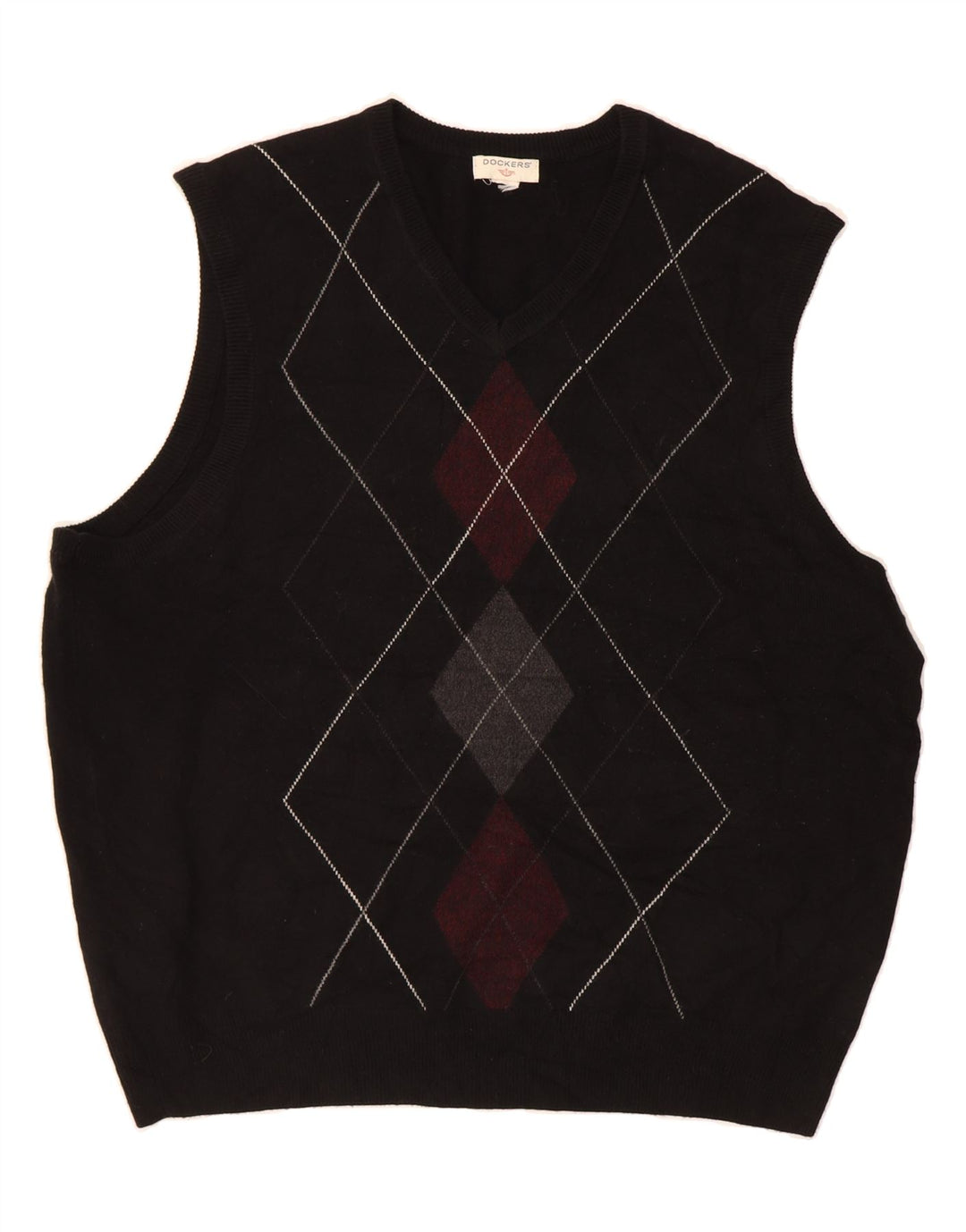 DOCKERS Mens Vest Tank Top XL Black Argyle/Diamond Vintage Dockers and Second-Hand Dockers from Messina Hembry 