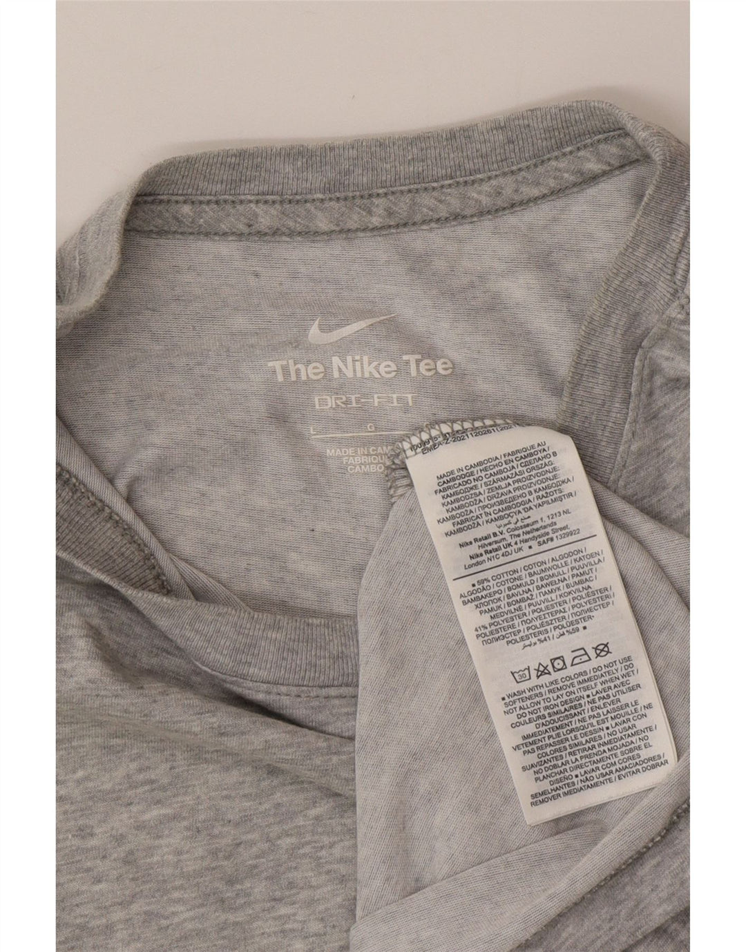 NIKE T-shirt da uomo Dri Fit Top grande in cotone grigio