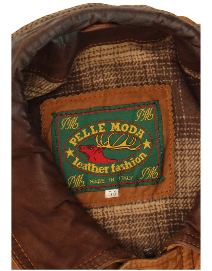 Giacca Pelle Moda Uomo in Pelle Scamosciata IT 54 2XL Pelle Marrone