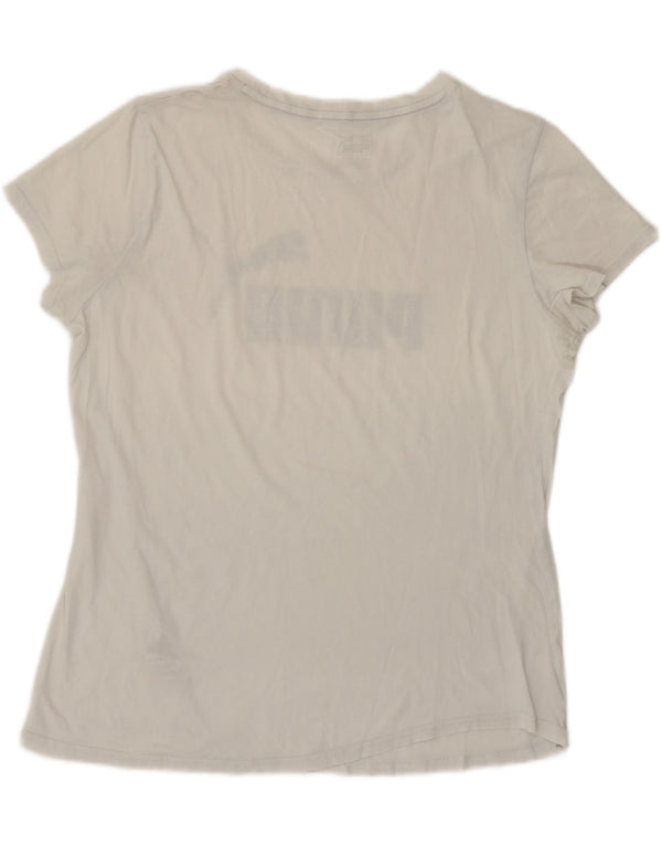 T-shirt grafica da donna Puma UK 16 grande cotone bianco