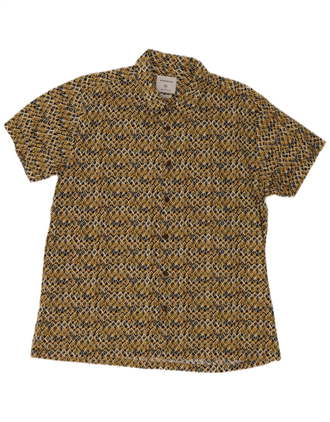 Camicia Springfield da uomo a maniche corte su misura 2XL Giallo geometrico