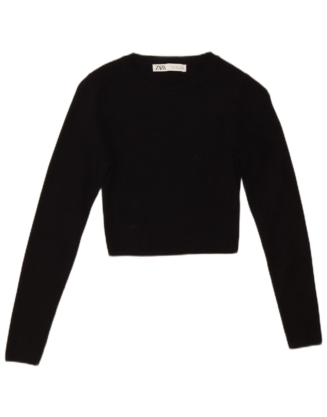 Maglione corto girocollo da donna Zara UK10 piccolo in viscosa nera