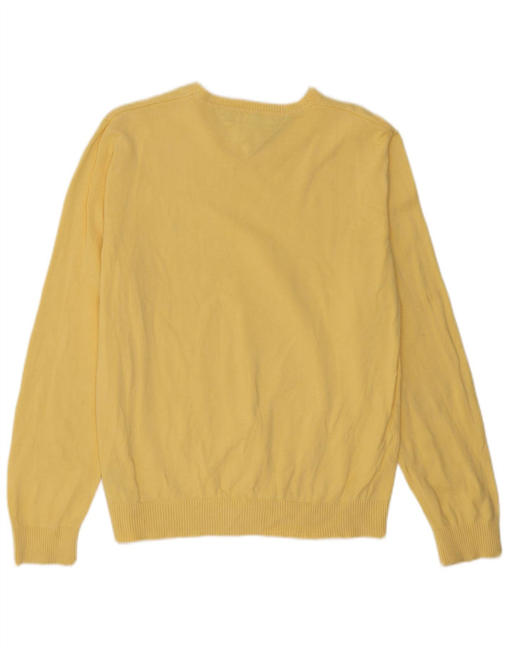 Maglione maglione con scollo a V da uomo Tommy Hilfiger in cotone giallo medio
