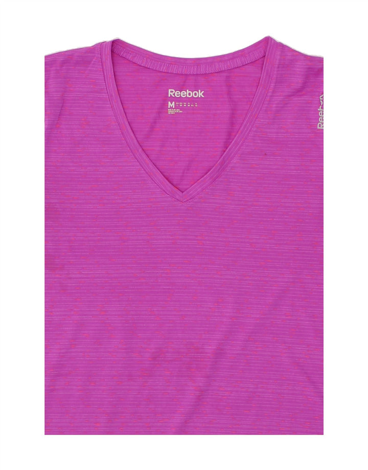 REEBOK Womens T-Shirt Top UK 12 Medium Pink Polyester Vintage Reebok and Second-Hand Reebok from Messina Hembry 