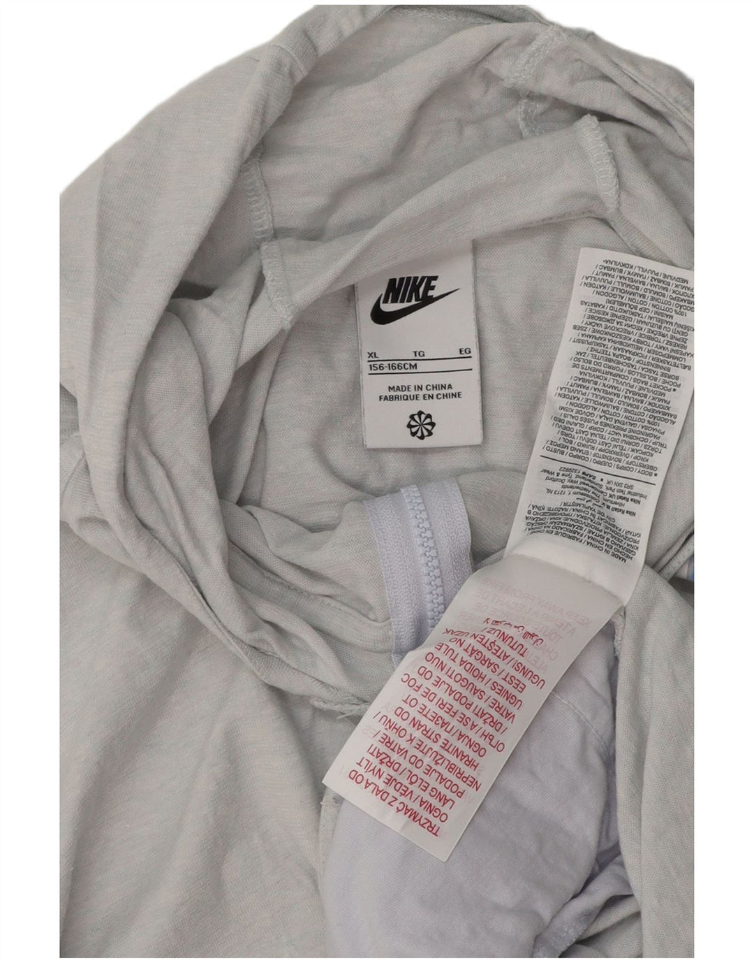 Felpa con cappuccio e zip per ragazze NIKE 13-14 anni XL in cotone grigio