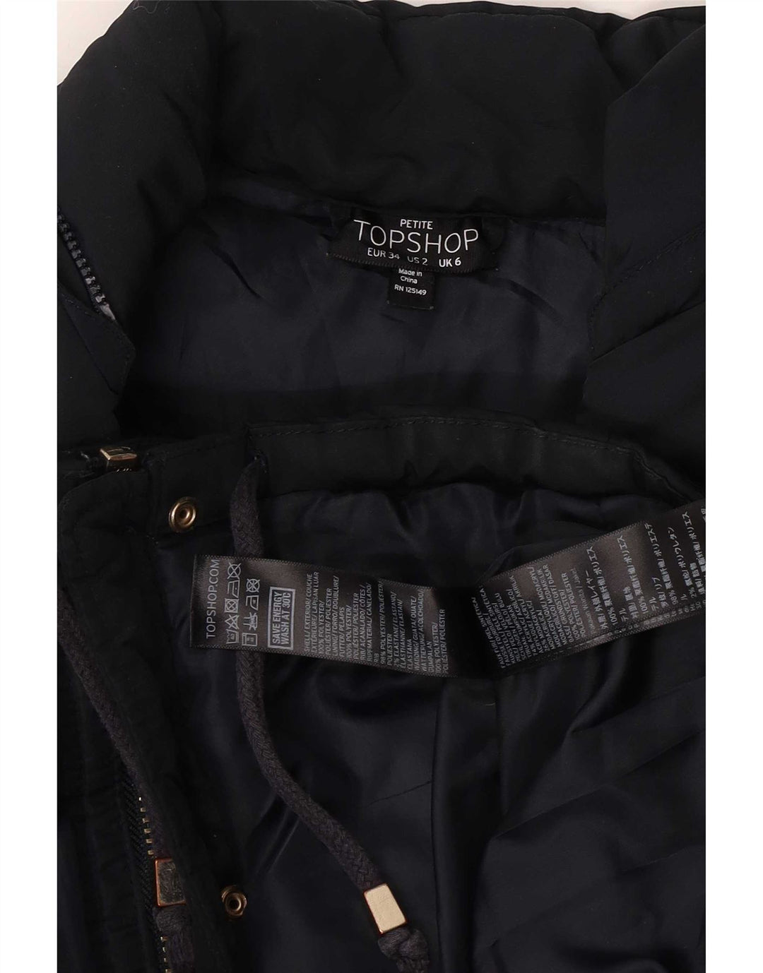 Giacca imbottita da donna Topshop UK 6 XS poliestere blu navy