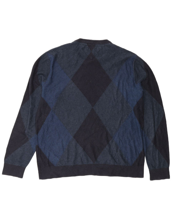 Maglione maglione girocollo da uomo Tommy Hilfiger 2XL blu navy a rombi/diamante