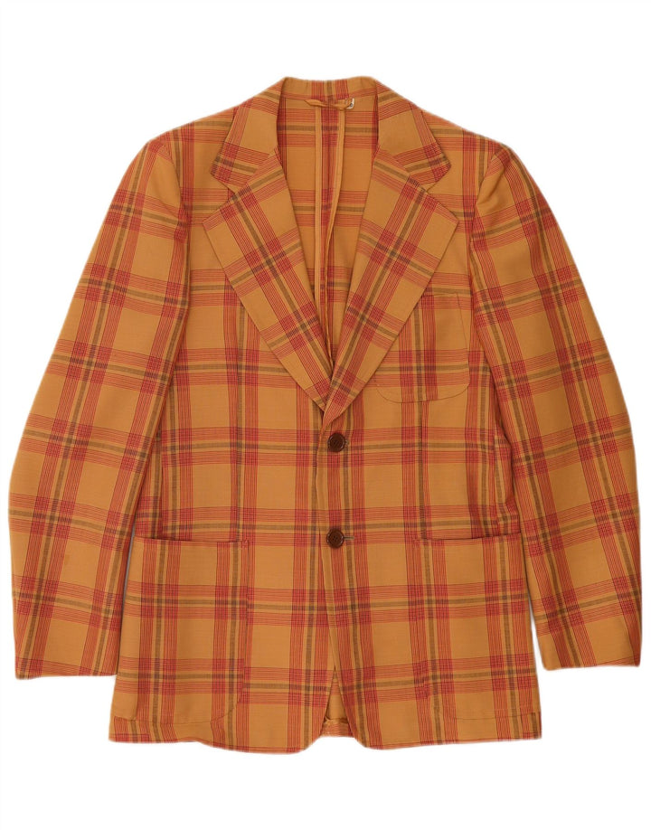 Giacca blazer da uomo a 2 bottoni Quantas IT 50 grande lana a quadri marrone