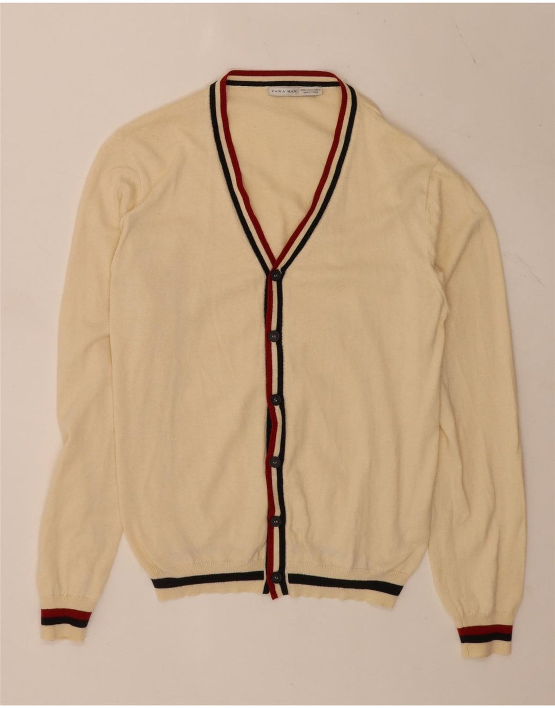 Maglione cardigan da uomo Zara XL acrilico a righe beige