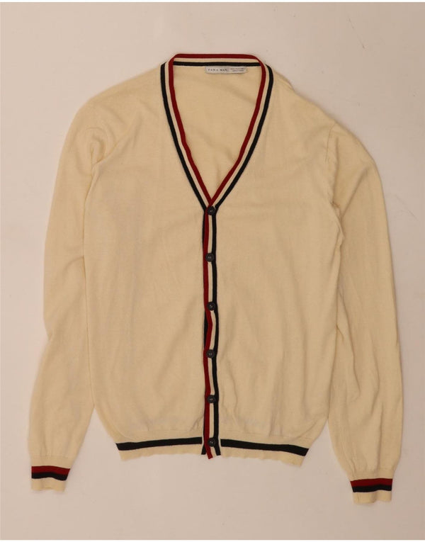 Maglione cardigan da uomo Zara XL acrilico a righe beige