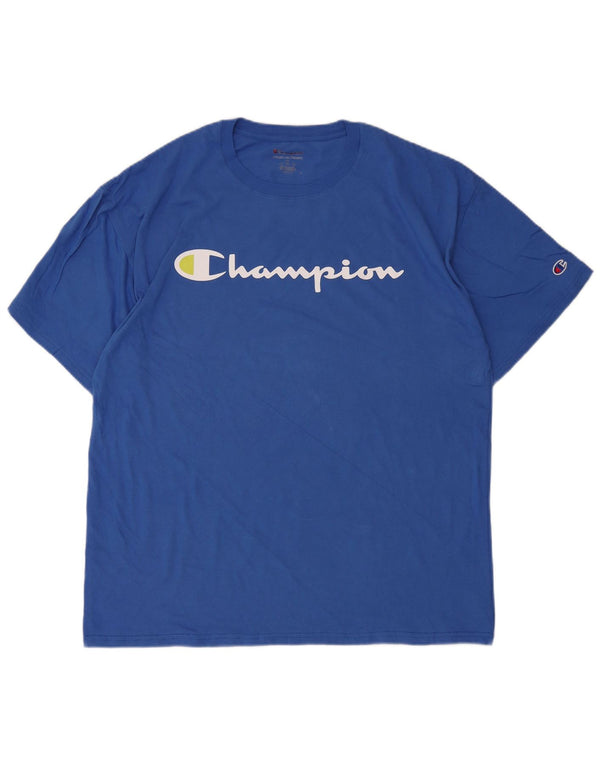 Champion Mens Graphic T-Shirt Top XL Blue Cotton