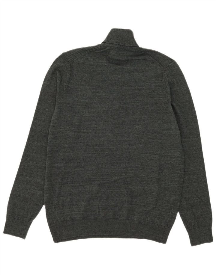 Maglione maglione da uomo Marks & Spencer a collo alto in cotone a righe kaki medio
