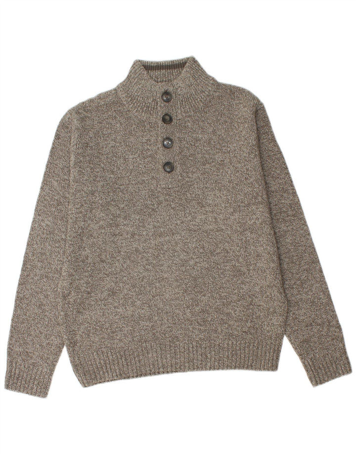 Maglione da uomo Marks & Spencer con bottoni e collo in acrilico grigio medio