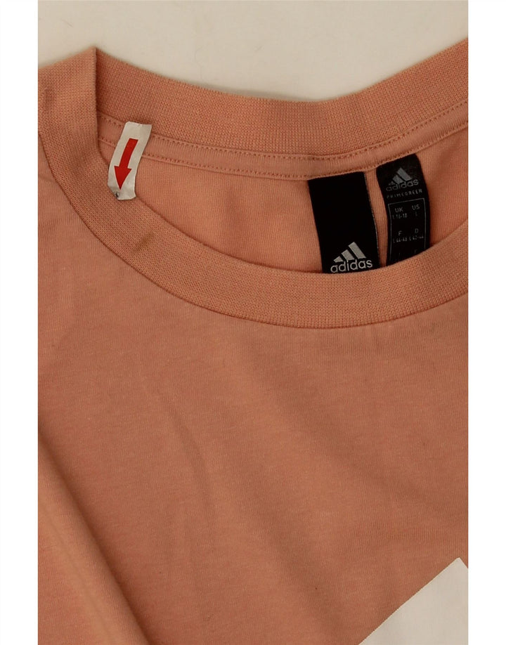Adidas T-shirt grafica oversize da donna Top UK 16/18 Large Arancione Poliestere
