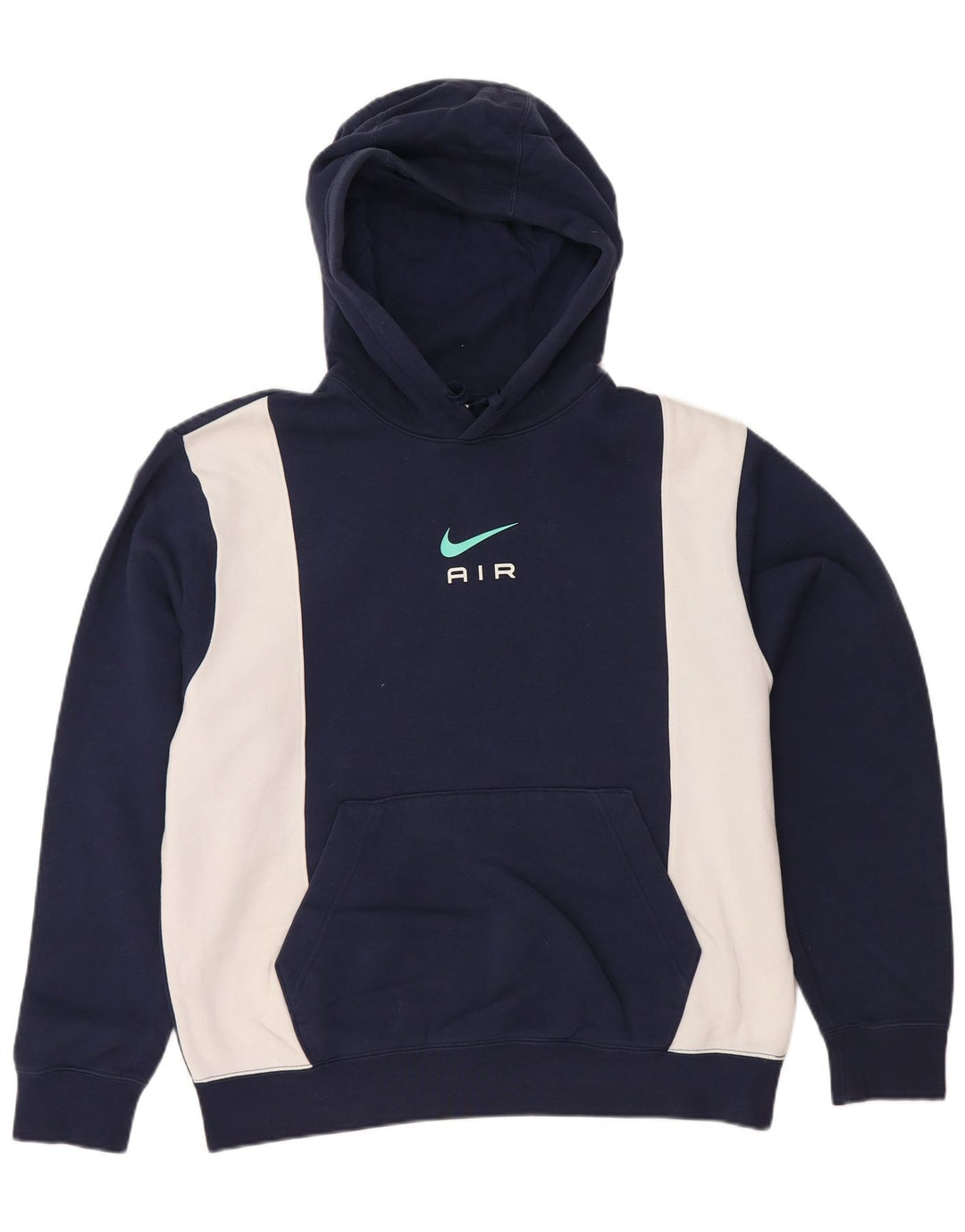 NIKE Felpa con cappuccio grafica da uomo in cotone color block medio blu navy