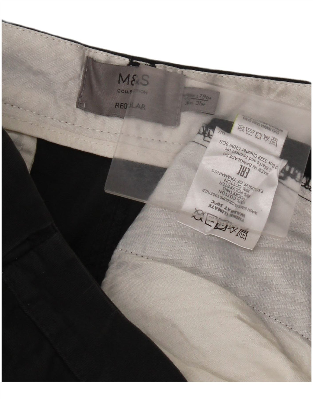 Pantaloni chino vestibilità regolare da uomo Marks & Spencer W36 L31 neri