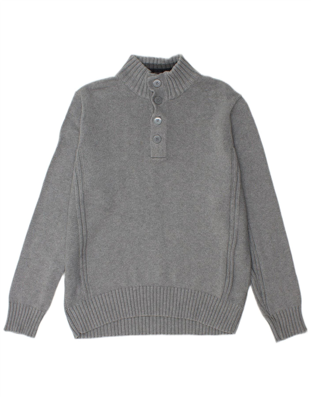 Maglione da uomo Marks & Spencer blu con collo abbottonato grigio medio