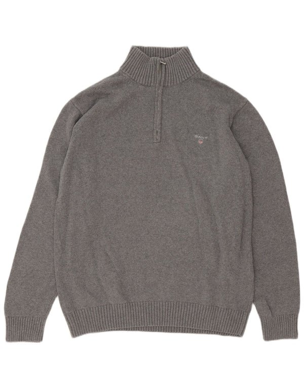 Gant Maglione da uomo con zip e collo 2XL in cotone grigio