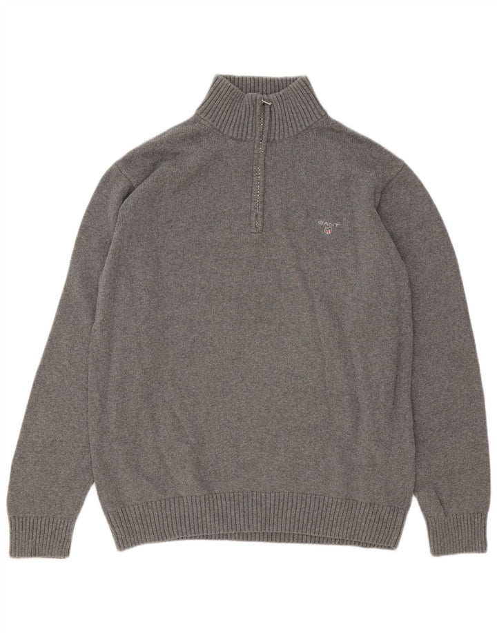 Gant Maglione da uomo con zip e collo 2XL in cotone grigio