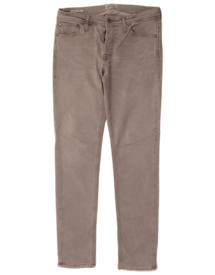 Jack & Jones Uomo GLENN Slim Jeans W33 L32 Cotone Grigio