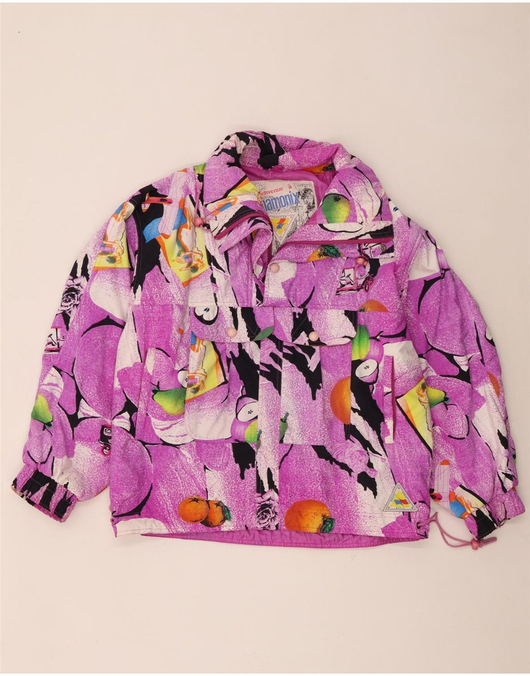 Giacca anorak oversize da donna con motivo astratto Chamonix UK 10 piccolo viola