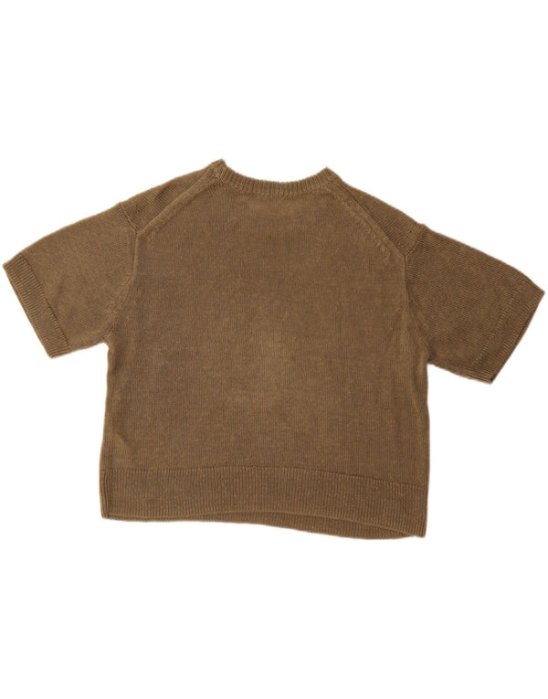 JIGSAW Womens Oversized Crew Neck Jumper Sweater UK 10 Small Khaki