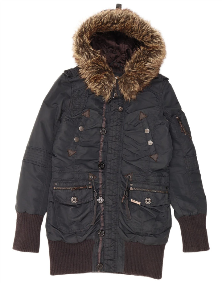 Giacca parka da uomo con cappuccio KHUJO UK 38 nylon blu navy medio