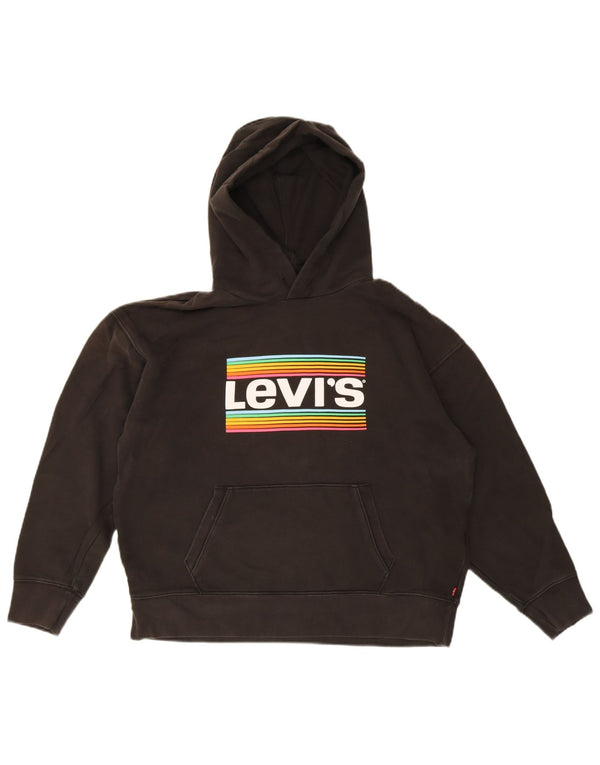 Maglione con cappuccio oversize grafico da donna Levi's UK 10 piccolo cotone nero