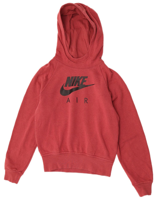 Felpa con cappuccio oversize con grafica Nike da donna UK 6 XS rosso in cotone color block