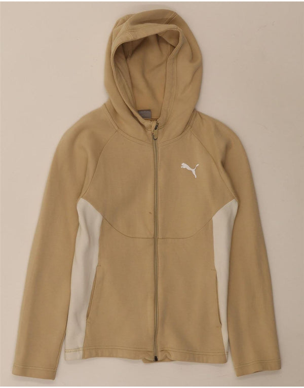 Felpa con cappuccio e zip per ragazze Puma 11-12 anni Beige Colourblock