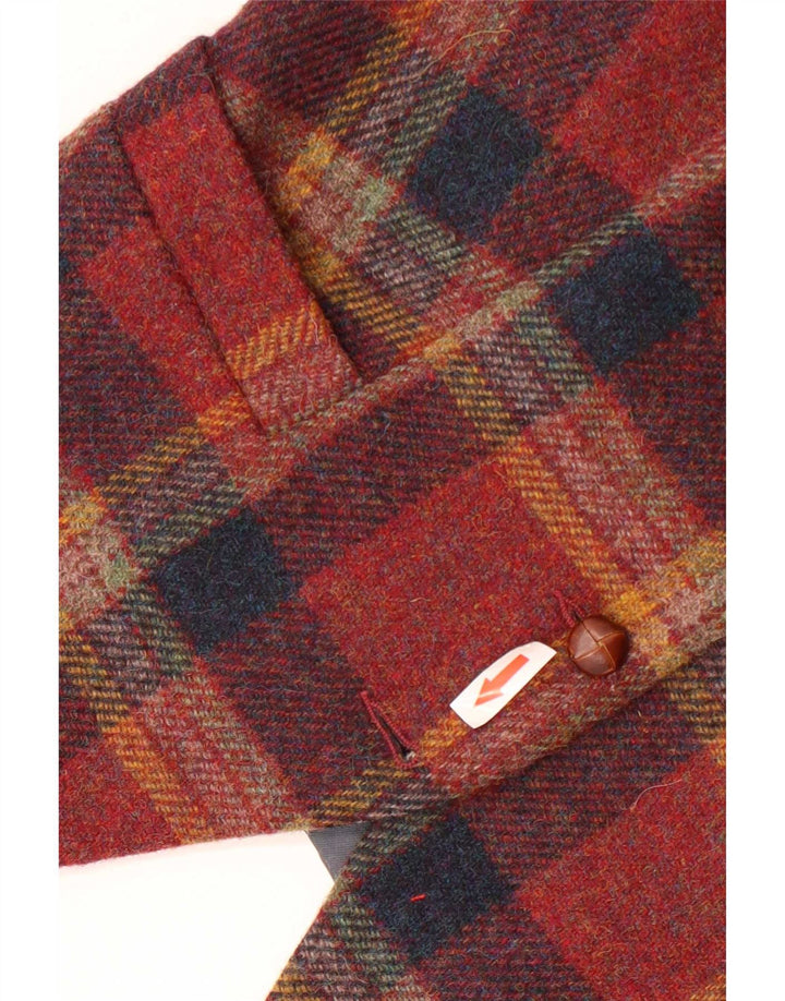 Gilet da donna vintage IT 46 grande scozzese rosso in lana