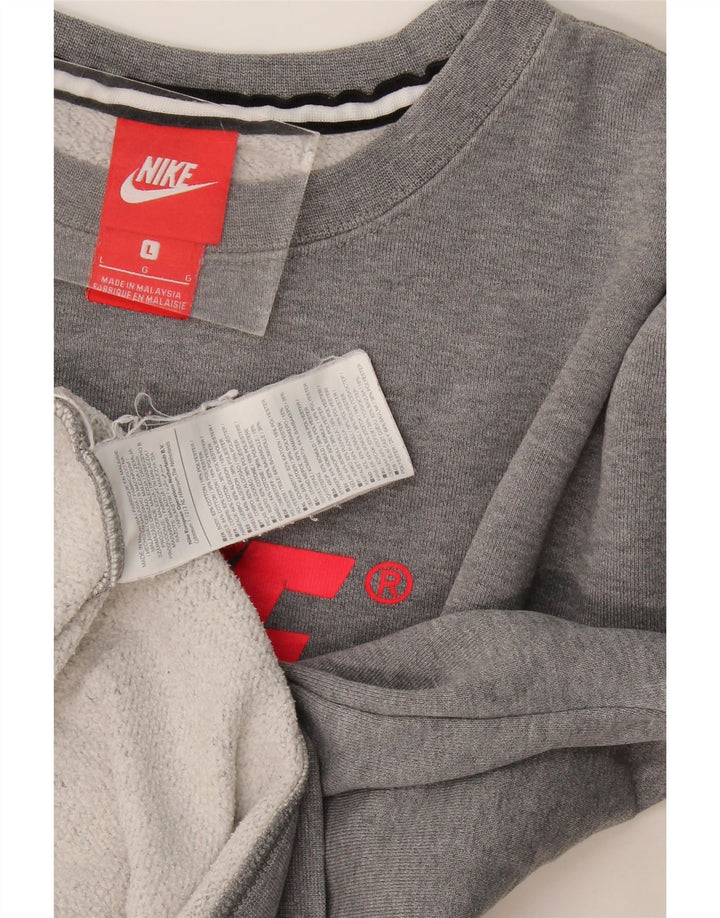 Felpa con grafica Nike da uomo, grande, in cotone color block grigio