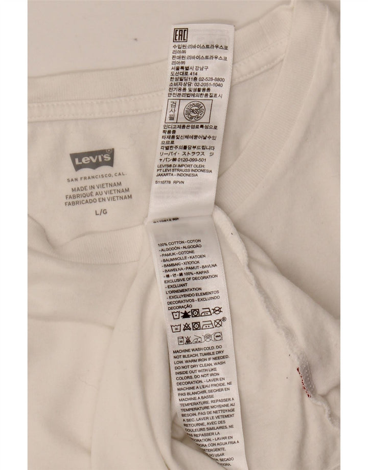 T-shirt da donna LEVI'S UK 14 grande cotone bianco