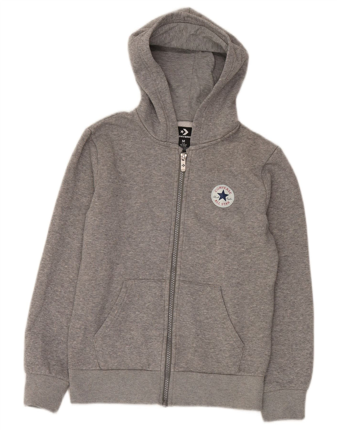 Maglione con cappuccio e zip Converse per ragazzi 10-11 anni in cotone screziato grigio medio