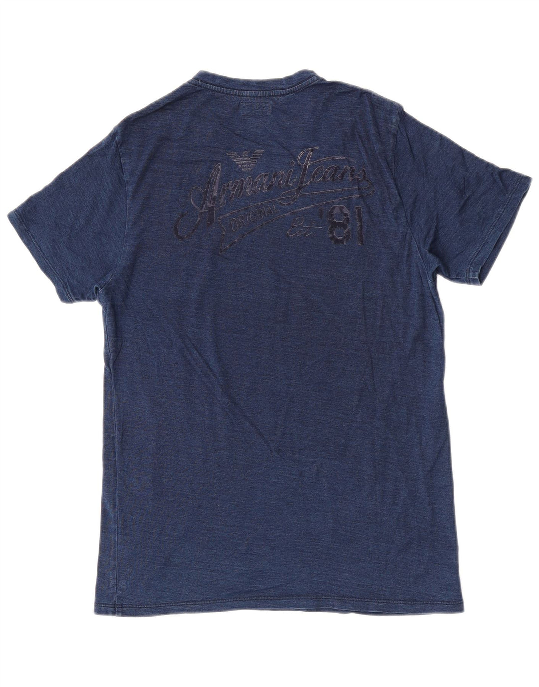 T-shirt grafica da uomo Armani Top in cotone chiazzato blu piccolo