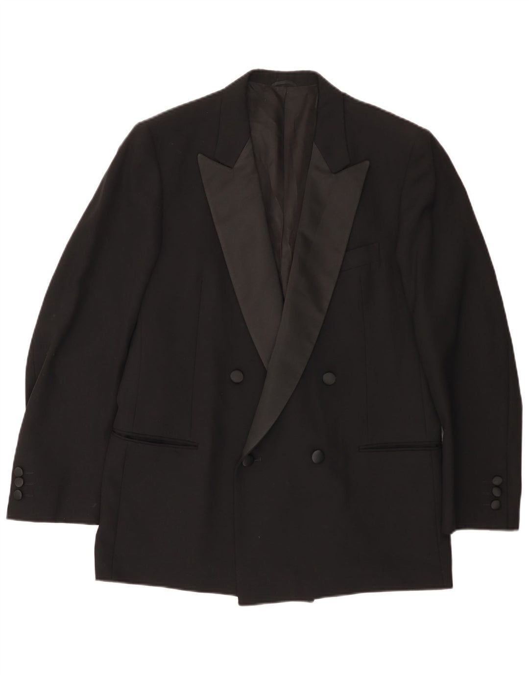 Giacca blazer doppiopetto vintage da uomo IT 50 grande in lana nera