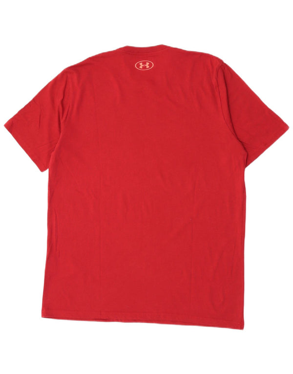 T-shirt grafica da uomo Under Armour Heat Gear Top grande in cotone bordeaux