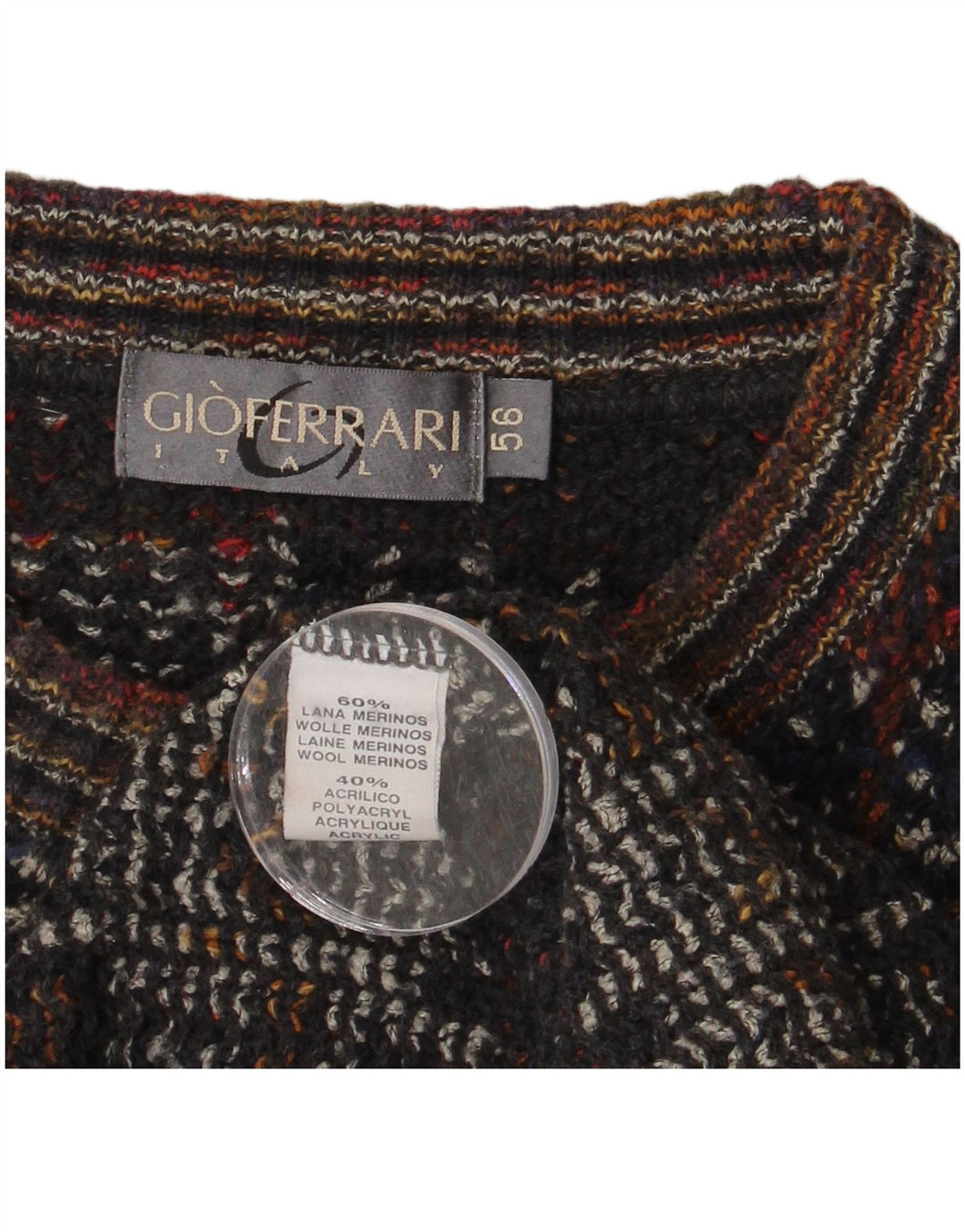 gio ferrari Maglione da uomo con scollo a barca IT 56 XL Lana a quadri multicolore