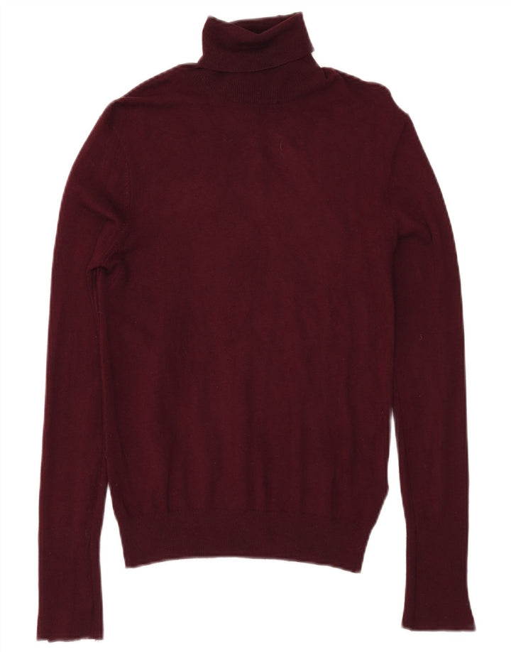 Maglione maglione a collo alto da donna Zara UK 12 Viscosa bordeaux medio