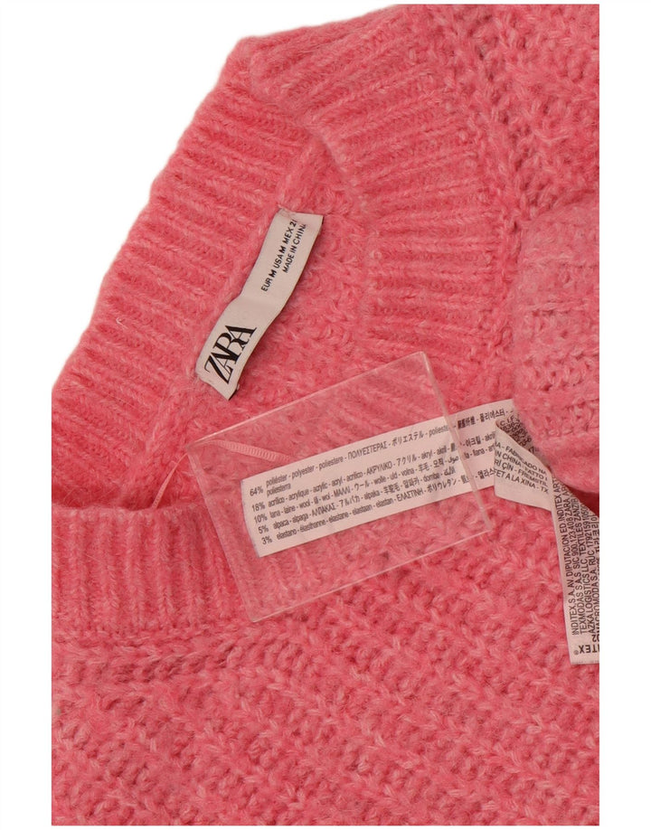 Maglione corto girocollo oversize da donna Zara UK 14 Rosa medio
