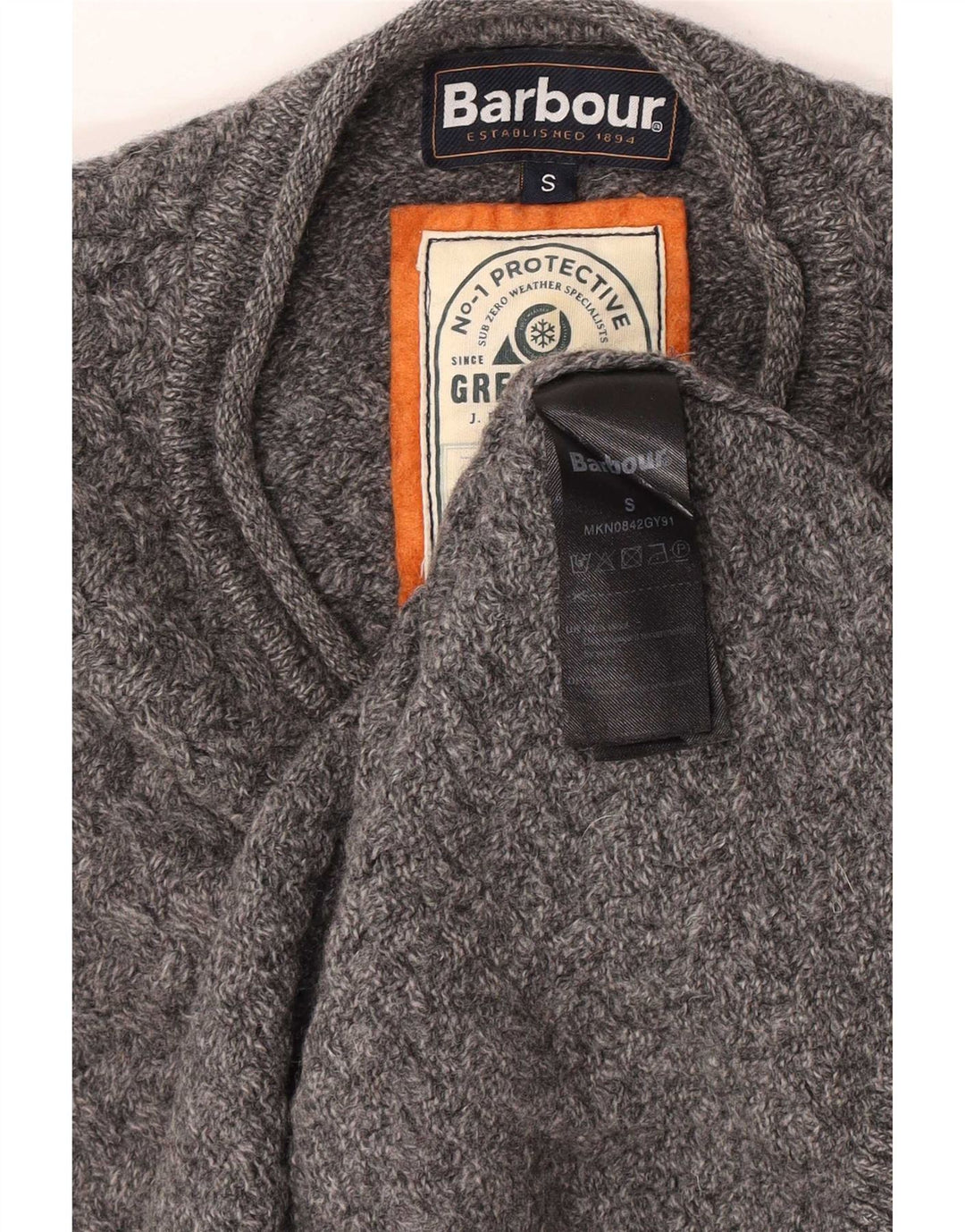 Barbour Uomo Girocollo Maglione Maglione Piccolo Grigio Lana