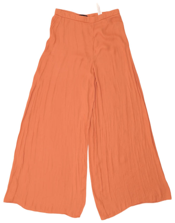 Pantaloni a gamba larga a vita alta da donna Zara Large W30 L35 poliestere arancione