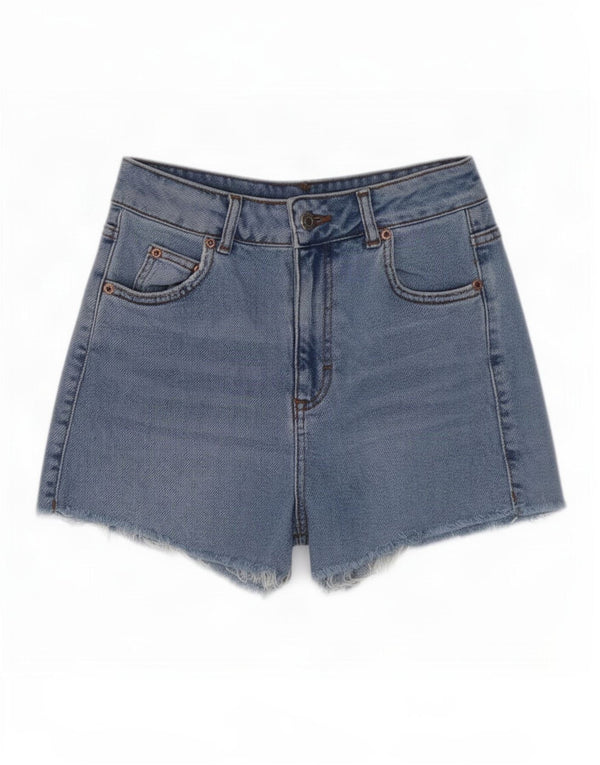 Topshop Pantaloncini di jeans mamma da donna UK 8 piccoli W26 cotone blu