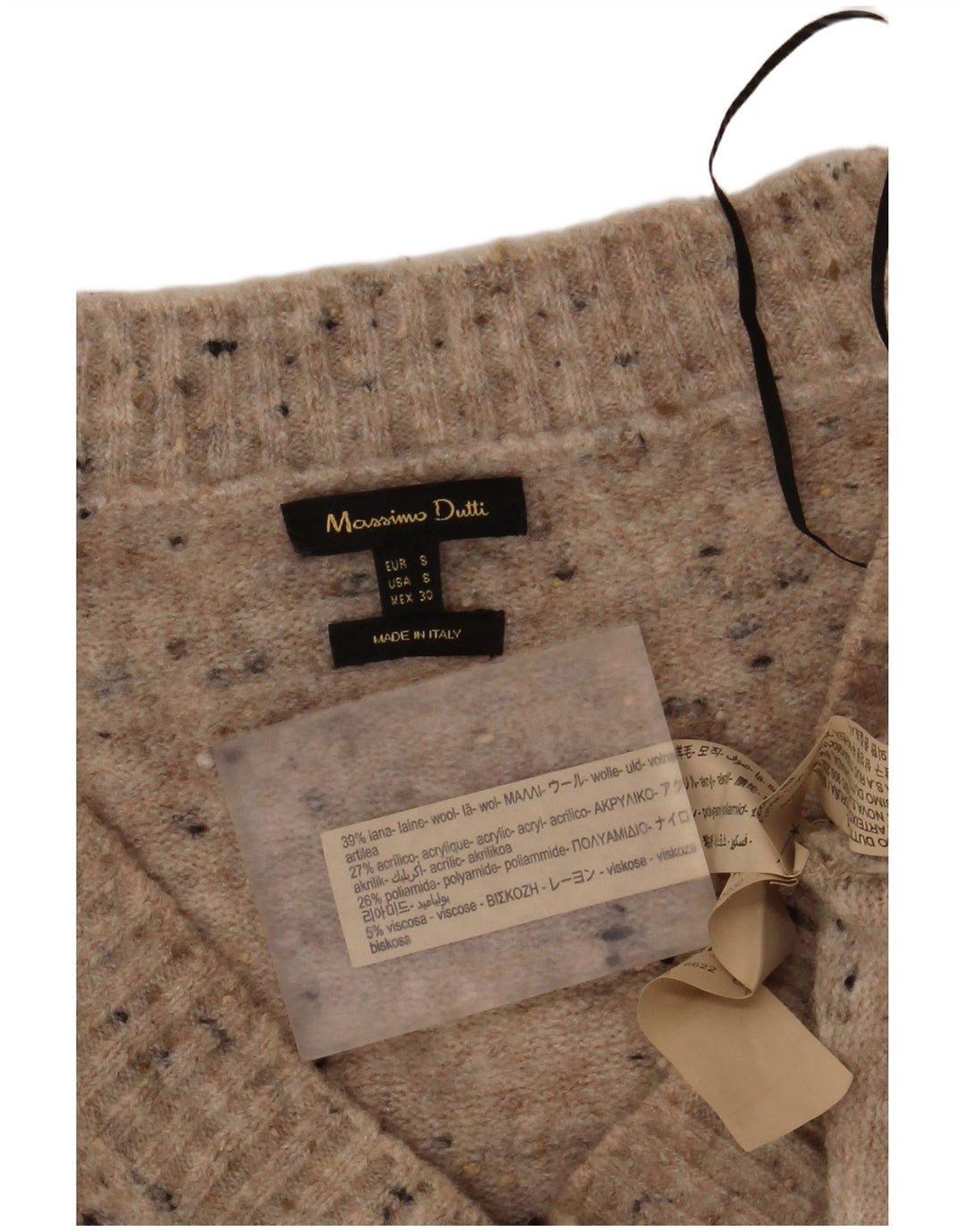 Abito maglione a maniche lunghe da donna Massimo Dutti UK 10 piccolo grigio chiazzato