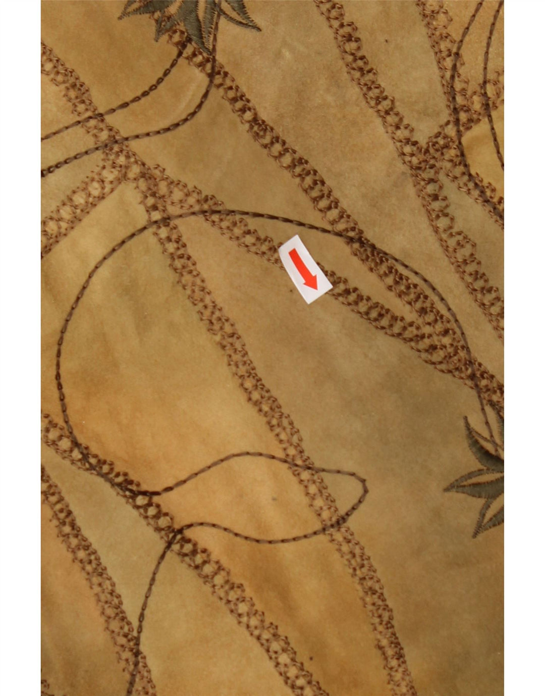 Gilet in pelle scamosciata da donna VINTAGE EU 38 in pelle floreale marrone medio