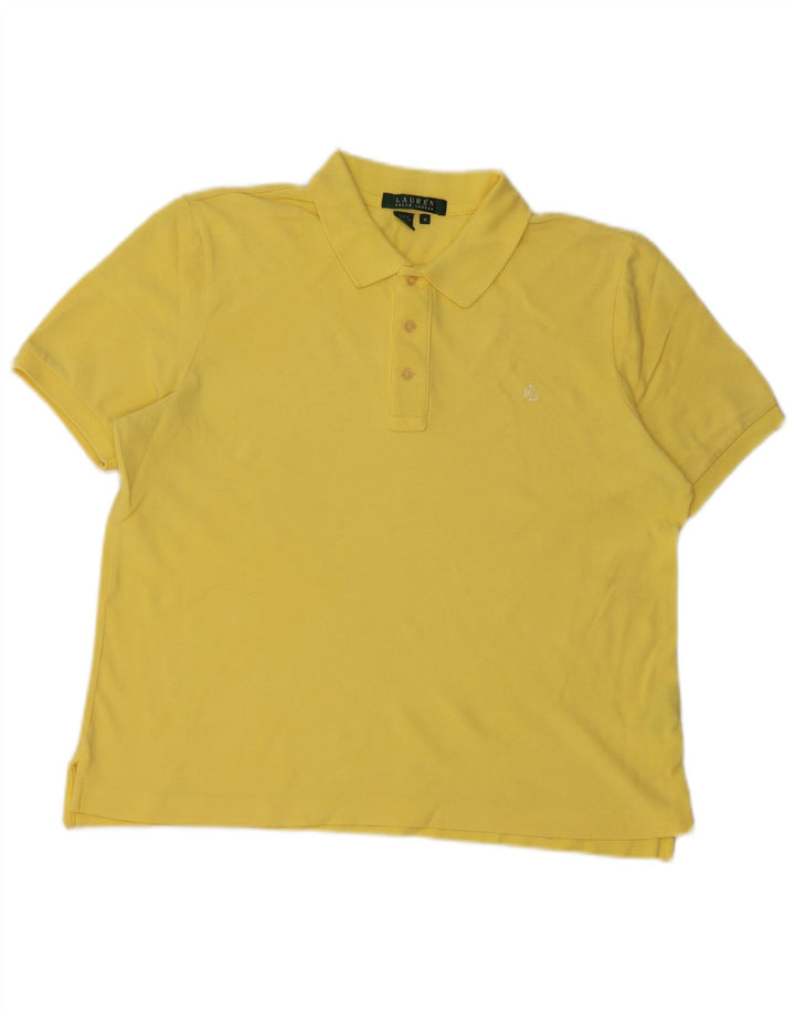 Polo corta da donna RALPH LAUREN UK 14 cotone giallo medio