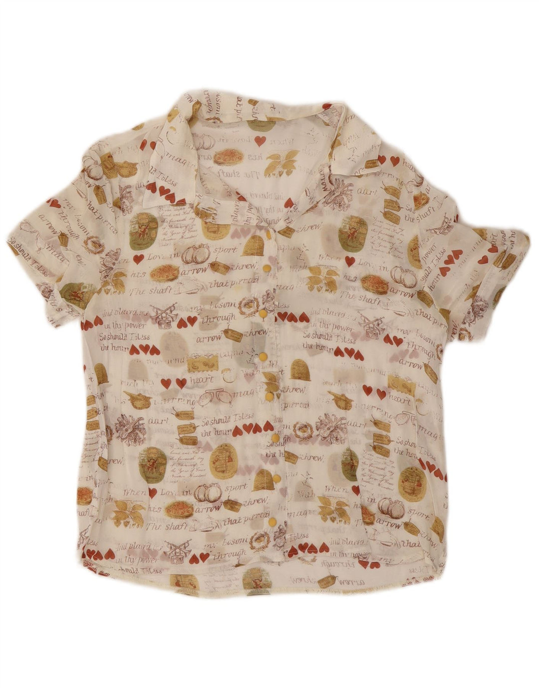 Camicetta a maniche corte con grafica vintage da donna UK 12 bianca media