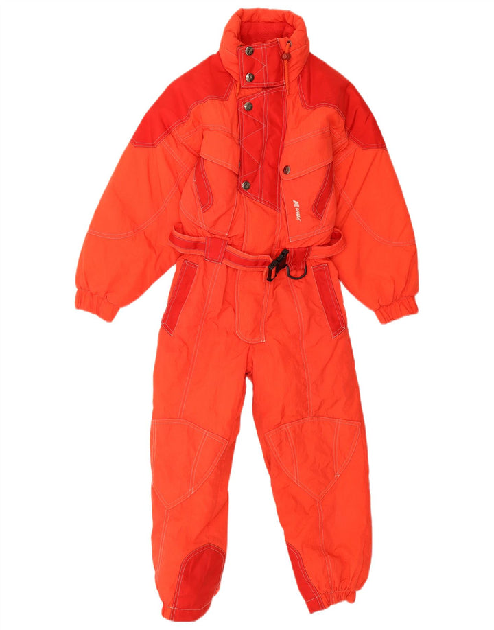 Tuta da sci vintage da bambino 7-8 anni in poliammide rossa