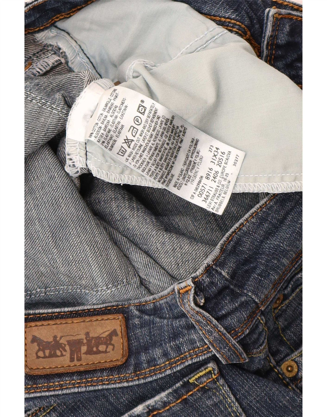 Levi's Uomo 571 Jeans Slim W31 L34 Cotone Blu