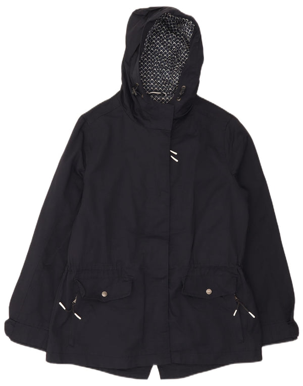 Crew Clothing Impermeabile oversize con cappuccio da donna UK 10 Small Cotone blu navy
